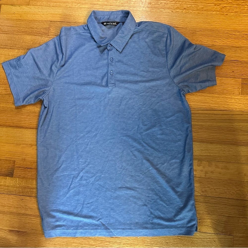 Travis Mathew Polo Shirt Mens L Blue Performance Short Sleeve (B3